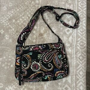 Black paisley/floral Vera Bradley crossbody wallet